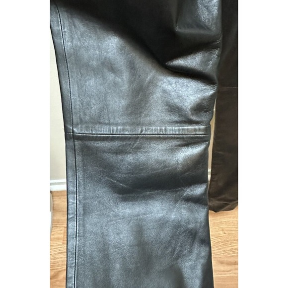 Vintage Y2K Cache Black 100% Soft Leather Pants Size 2 26" Waist Boot Cut NEW - Picture 8 of 11